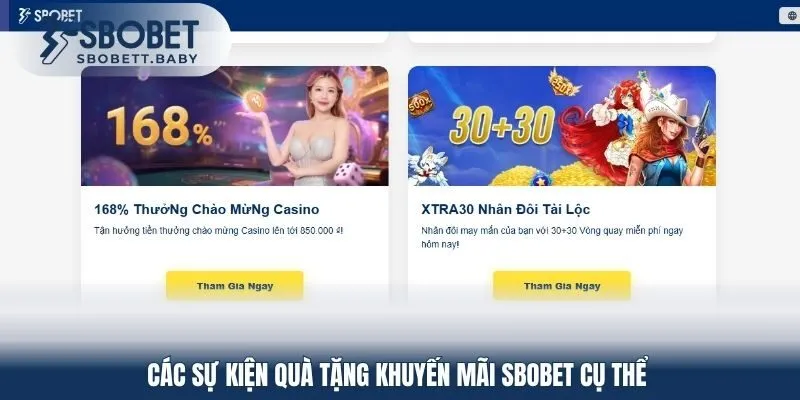 Các sự kiện quà tặng khuyến mãi SBOBET cụ thể 